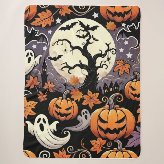 Cobertor Sherpa Halloween/outono/outono (Frente)