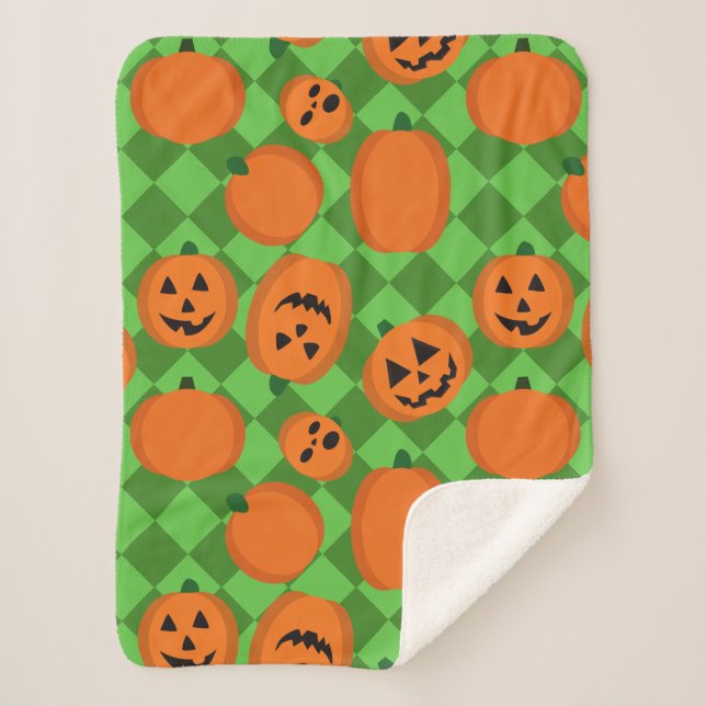 Cobertor Sherpa Halloween Pumpkins (Frente)