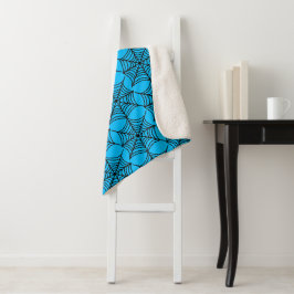 Cobertor Sherpa Halloween Spider Webs em Azul