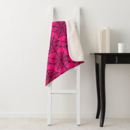 Cobertor Sherpa Halloween Spider Webs em rosa