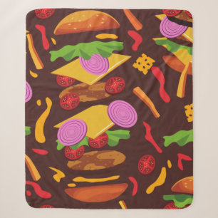 Cobertor Sherpa hambúrguer hambúrguer cheeseburger castanho