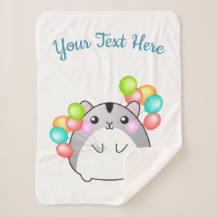 Cobertor Sherpa Hamster de Kawaii, Cinza bonita
