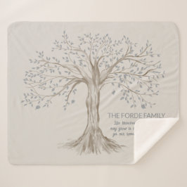 Cobertor Sherpa Hand Drawn Tree Personalized Quote Gray Beige