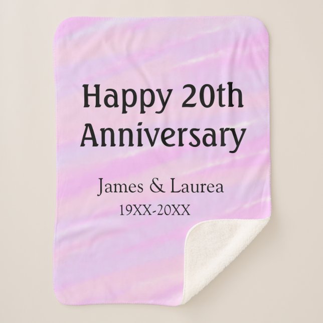 Cobertor Sherpa Happy 20th anniversary pink purple pastel name bol (Frente)