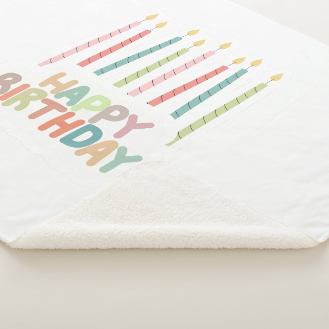 Cobertor Sherpa Happy Birthday with Candles Sherpa Blanket (3/4)
