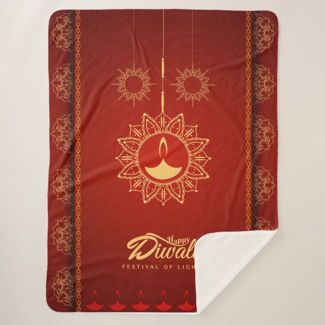 Cobertor Sherpa Happy Diwali (Frente)