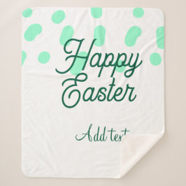 Cobertor Sherpa Happy Easter green eggs pastel name date simple 