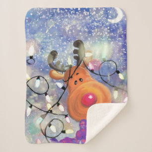 Cobertor Sherpa Happy Reindeer - Natal