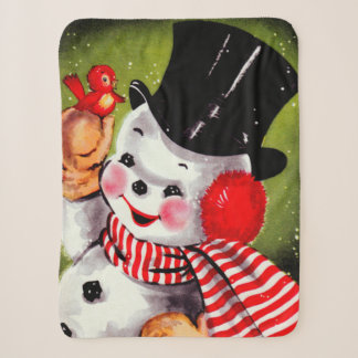 Cobertor Sherpa Happy Snowman Vintage