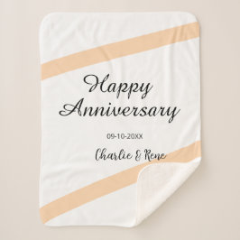 Cobertor Sherpa Happy wedding anniversary orange pastel lines name