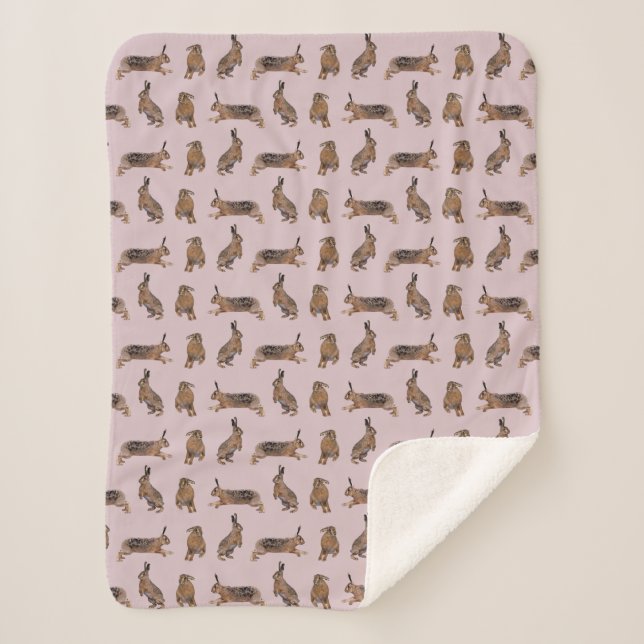 Cobertor Sherpa Hare Frenzy (Rosa Empoeirado) (Frente)