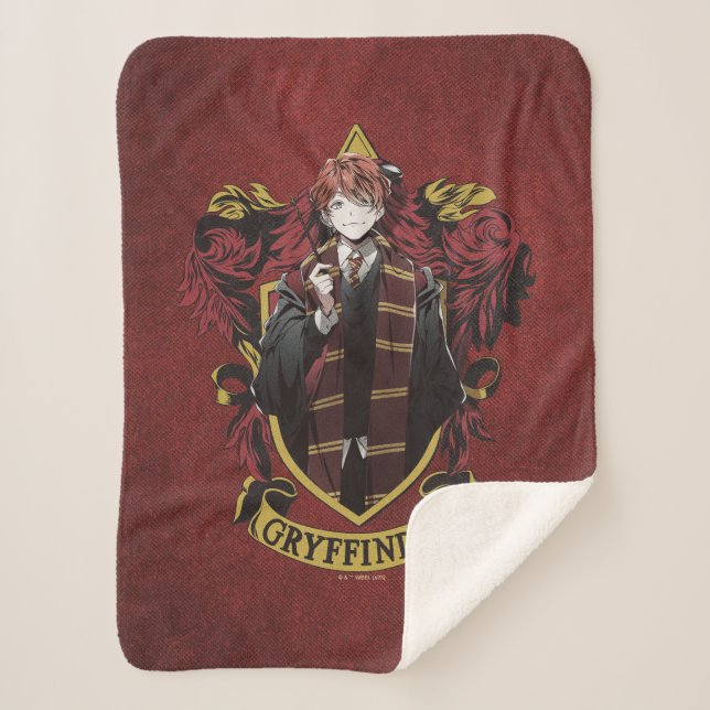 Cobertor Sherpa HARRY POTTER™ | Anime Ron Weasley House Crest (Frente)