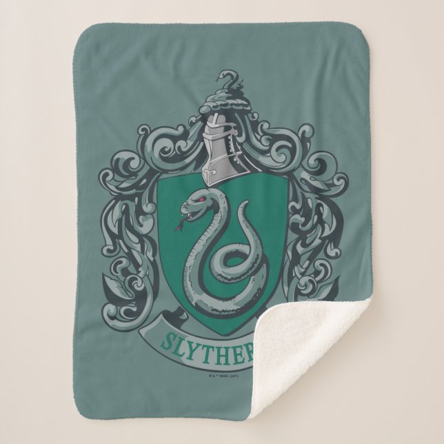 Cobertor Sherpa Harry Potter | Slytherin Crest Green (Frente)
