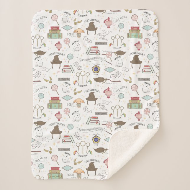 Cobertor Sherpa HARRY POTTER™ Tiny Magic Pattern (Frente)