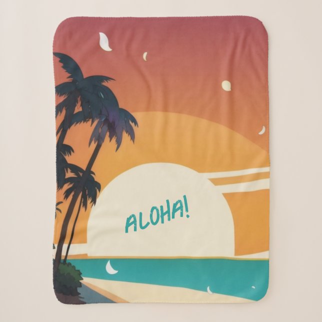 Cobertor Sherpa Havaiano/Aloha/Tropical/praia (Frente)
