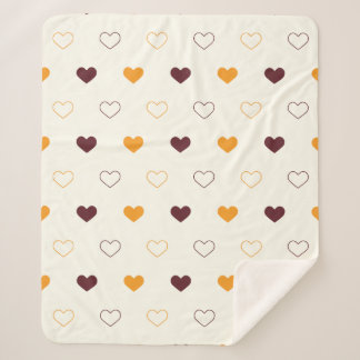 Cobertor Sherpa Heart Pattern with Orange & Brown Hearts