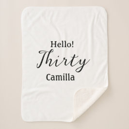 Cobertor Sherpa Hello thirty birthday name simple minimal elegant 
