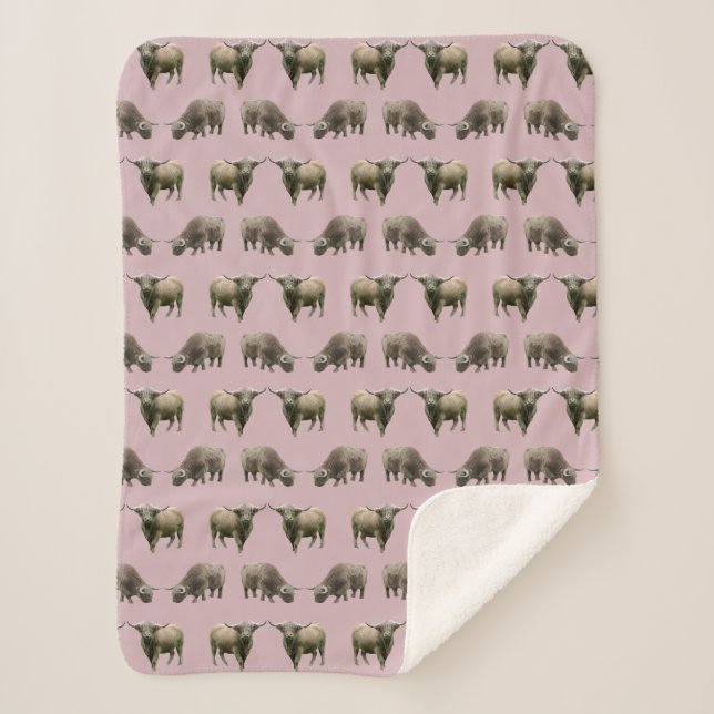 Cobertor Sherpa Highlanc Cow Frenzy (Rosa) (Frente)