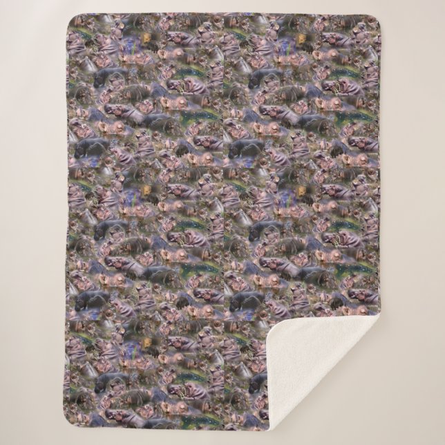 Cobertor Sherpa Hippo Photo Collarge, (Frente)
