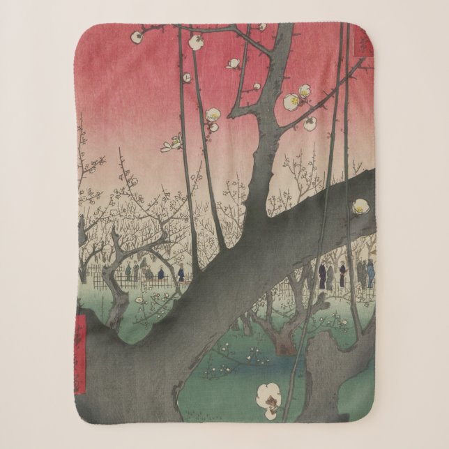 Cobertor Sherpa Hiroshige Plum Estate Kameido: Japonês Vintage (Frente)