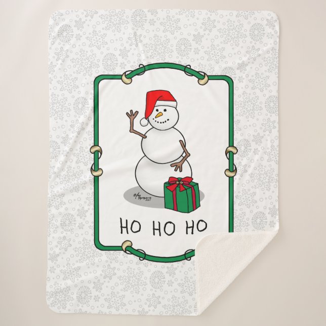 Cobertor Sherpa Ho Ho Feliz Papais noeis de Natal Bonito Snowman (Frente)