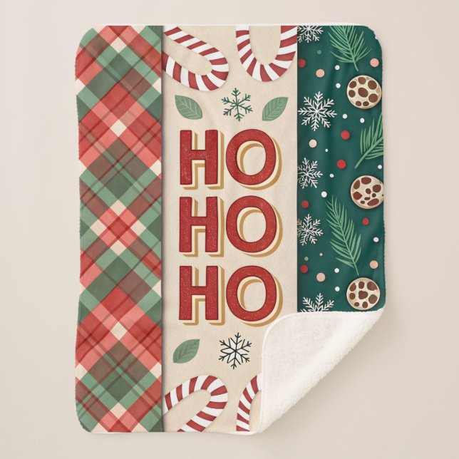 Cobertor Sherpa Ho Ho Ho Natal (Frente)