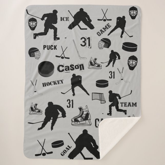 Cobertor Sherpa HOCKEY - Grande Sherpa Blanket Personalizado (Frente)