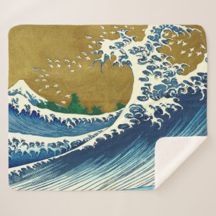 Cobertor Sherpa Hokusai Big Wave Japão Art