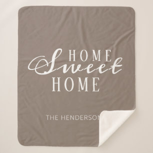 Cobertor Sherpa Home Sweet Home Family Custom Tan White