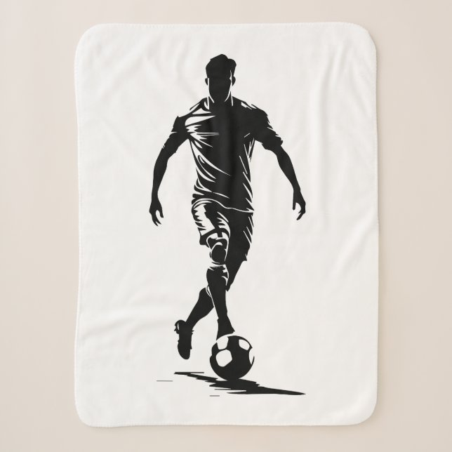 Cobertor Sherpa Homem de futebol com design de bola. (Frente)