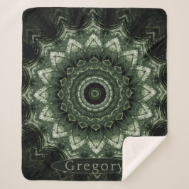 Cobertor Sherpa Hosta Mandala Verde Escuro Personalizado