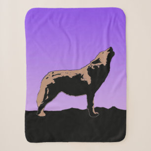 Cobertor Sherpa Howling Wolf no Sunset - Arte Original da Vida Sel