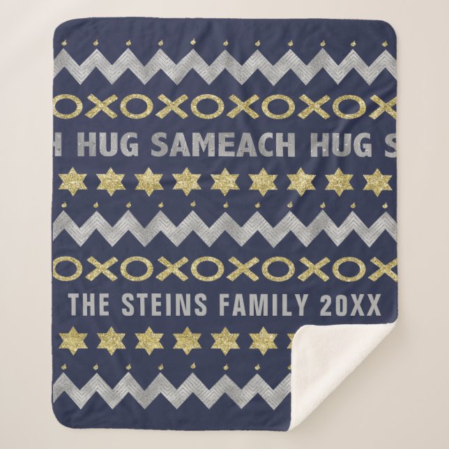 Cobertor Sherpa HUG SAMEACH Sherpa Hanukkah Blanket/Médio (Frente)