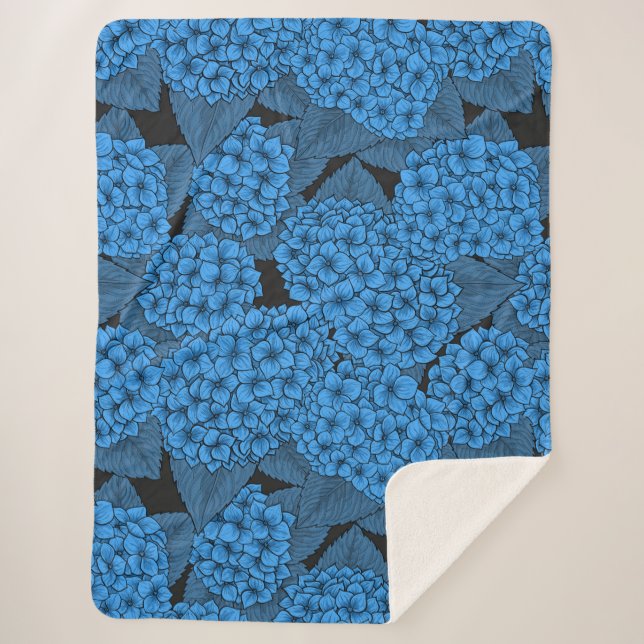 Cobertor Sherpa Hydrangea azul (Frente)