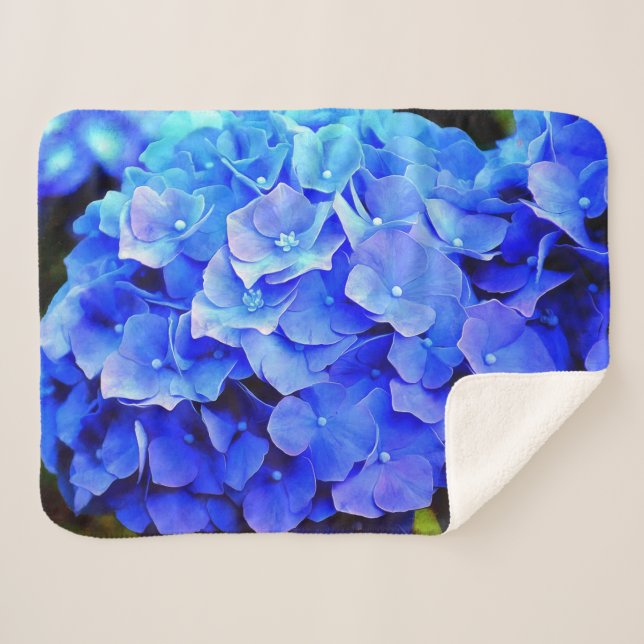 Cobertor Sherpa Hydrangea Blues (Frente (Horizontal))