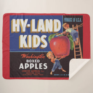 Cobertor Sherpa Hyland Kids 1950, impressão da etiqueta das Apple