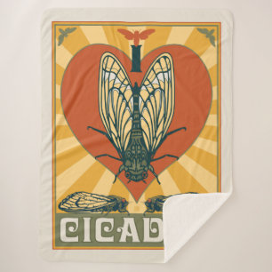 Cobertor Sherpa I Heart Cicadas