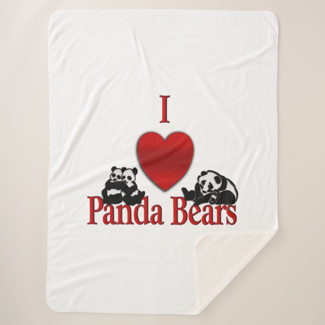 Cobertor Sherpa I Heart Panda Bears (Frente)