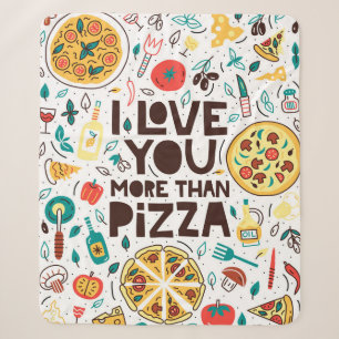 Cobertor Sherpa I love you more than pizza. Italian food lettering