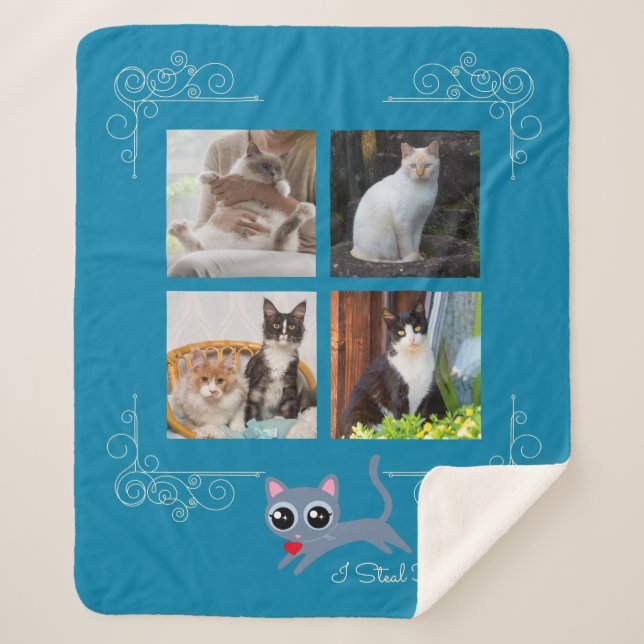 Cobertor Sherpa I Roubar Foto Personalizada De Corações (Frente)