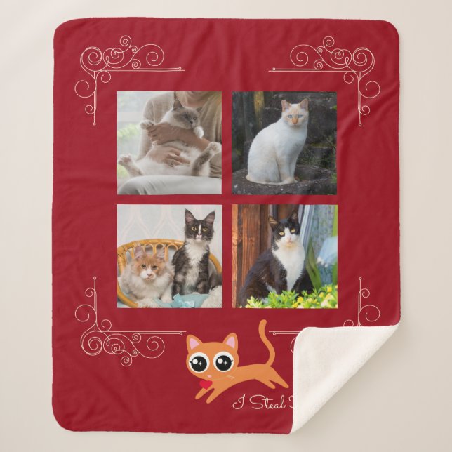 Cobertor Sherpa I Roubar Foto Personalizada De Corações (Frente)