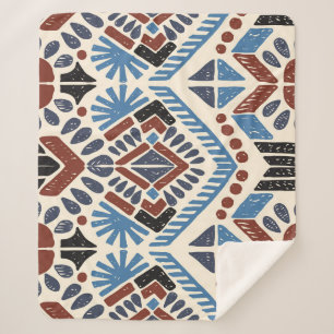 Cobertor Sherpa Ikat Aztec: Ornamento Geométrico Étnico.