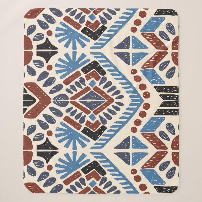 Cobertor Sherpa Ikat Aztec: Ornamento Geométrico Étnico. (Frente)