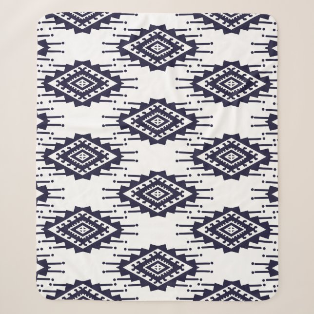 Cobertor Sherpa Ikat Boho Aztec Textile Motif (Frente)