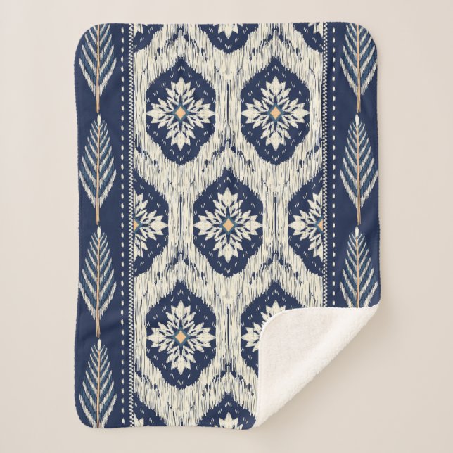 Cobertor Sherpa Ikat Floral Paisley Pattern (Frente)