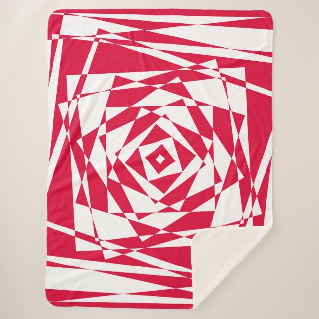 Cobertor Sherpa Ilusões de abstrato vermelho-branco (Frente)