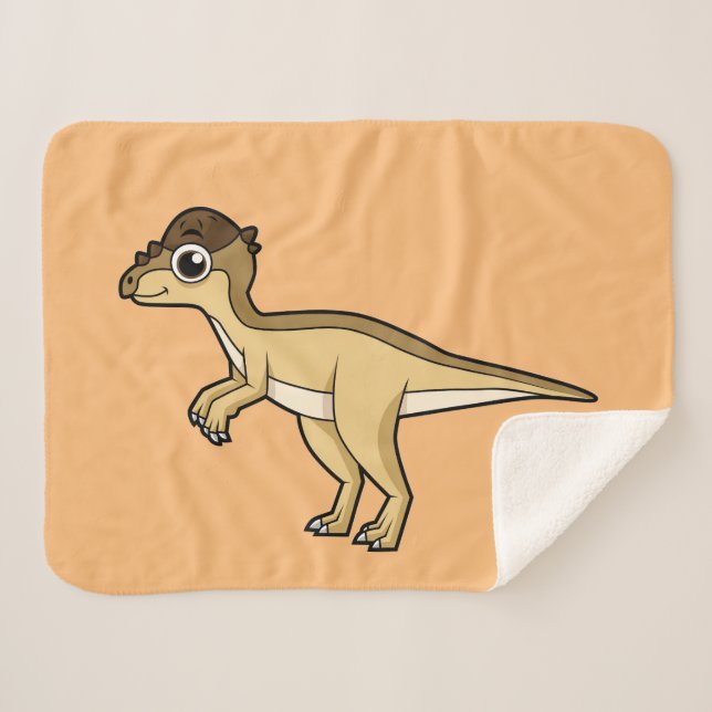 Cobertor Sherpa Ilustração Bela De Um Dinossauro Paquicefalossauro (Frente (Horizontal))