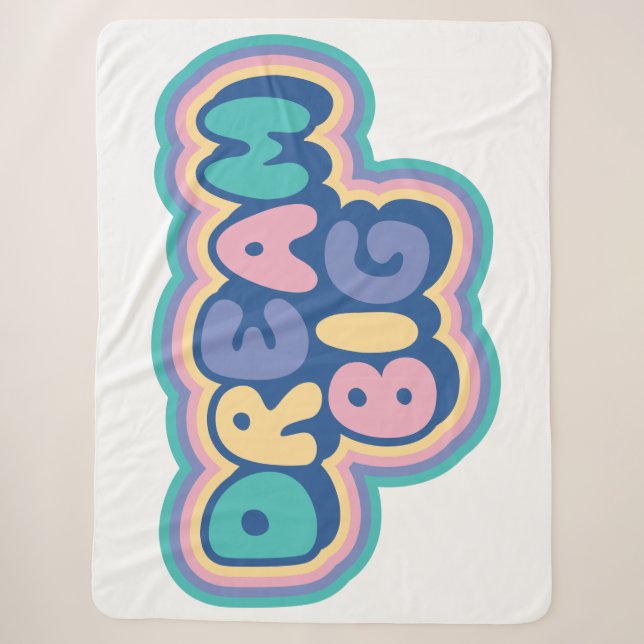 Cobertor Sherpa Ilustração com Tipografia Sonhe Grande (Frente)