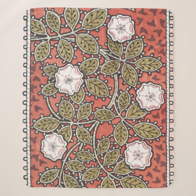 Cobertor Sherpa Ilustração de Arte de Rosa Selvagem Flor Vintage (Frente)