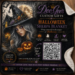 Cobertor Sherpa Ilustração de Bruxa de Halloween Gótico